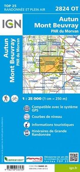 IGN - 2824OT Autun - Mont Beuvray - PNR du Morvan