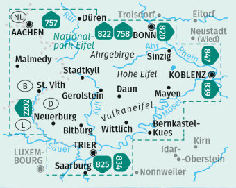 Kompass - WK 833 Eifel (set 4 kaarten)