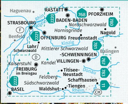 Kompass - WK 888 Schwarzwald (set 4 kaarten)