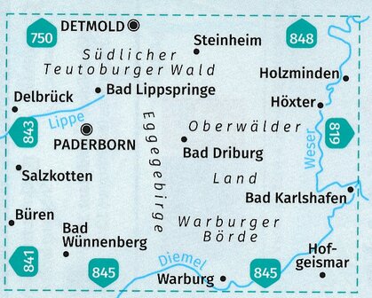 Kompass - WK 844 S&uuml;dl. Teutoburger Wald - Eggegebirge - Oberw&auml;lder Land