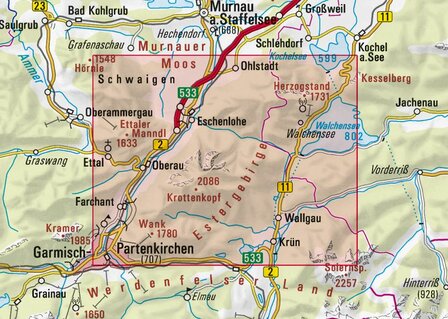 OeAV - Alpenvereinskarte BY09 Estergebirge, Herzogstand, Wank (Weg + Ski)