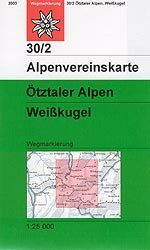 OeAV - Alpenvereinskarte 30/2 &Ouml;tztaler Alpen, Wei&szlig;kugel (Weg)
