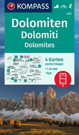 Kompass - WK 672 Dolomiten - set 4 kaarten