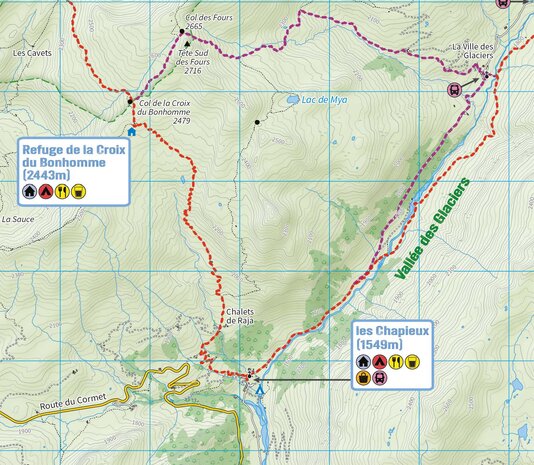 Knife Edge - Trekking Map Tour du Mont Blanc