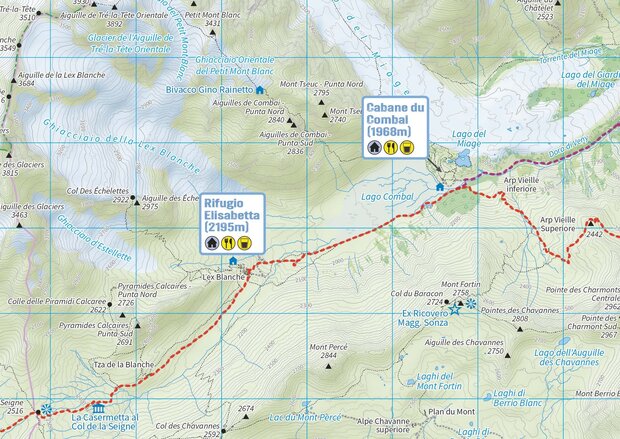 Knife Edge - Trekking Map Tour du Mont Blanc
