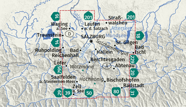 Kompass - WK 291 Rund um Salzburg - set 2 kaarten