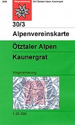 OeAV - Alpenvereinskarte 30/3 Ötztaler Alpen, Kaunergrat (Weg)